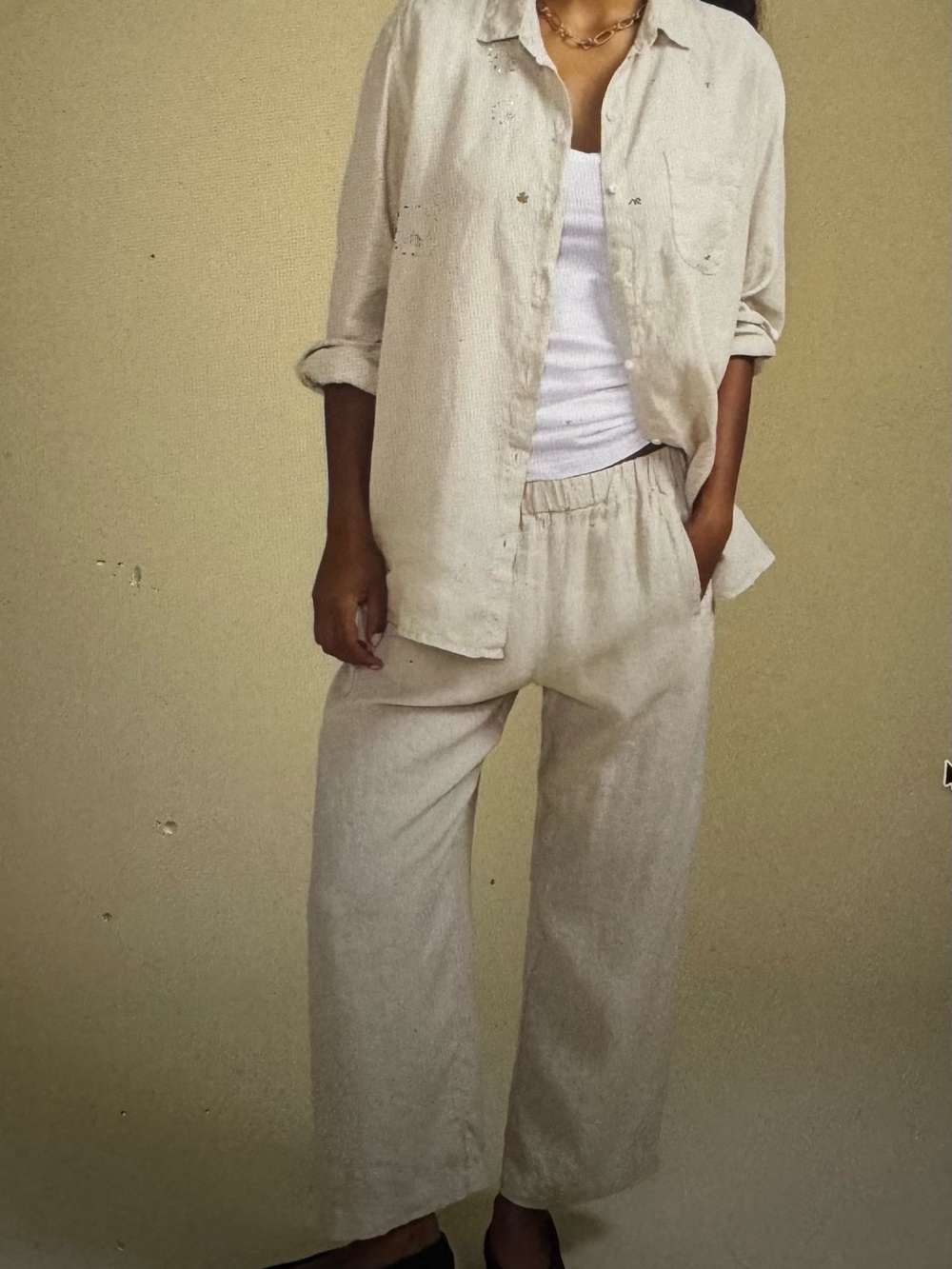 Velvet by Graham & Spencer Lola Linen Pants in Light Beige L